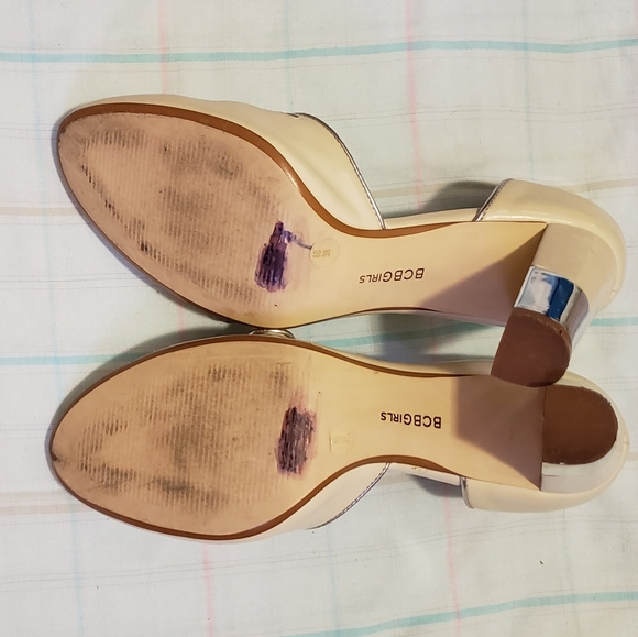 BCBGirls Off White Button Strap Mirror Heels - Picture 7 of 8